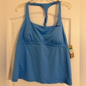 NEW Nike Blue Tankini Racerback Athletic Swim Tank Top, Built-In Bra XL